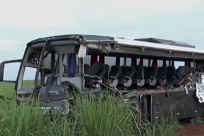 Acidente com ônibus universitário e carreta deixa 12 mortos em SP